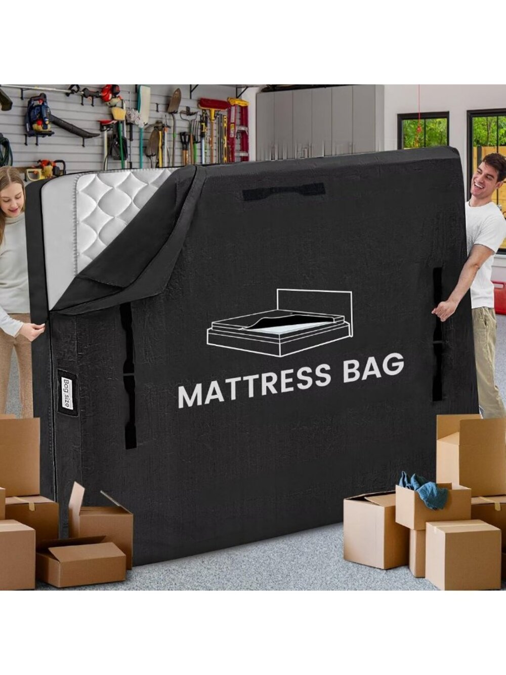 Waterproof Mattress Bag for Moving & Storage - Heavy Duty, Zipper, California